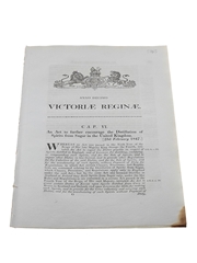 Act To Further Encourage The Distillation Of Spirits From Sugar In The United Kingdom, Dated 1847 In the 10th Year of Queen Victoria 