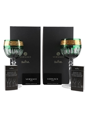 Rosenthal Versace Gala Prestige Green-Medusa Wine Glasses  21cm Tall