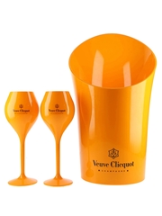 Veuve Clicquot Ice Bucket & Plastic Glasses  3 x 21cm-38cm Tall