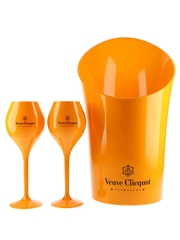 Veuve Clicquot Ice Bucket & Plastic Glasses  3 x 21cm-38cm Tall