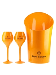 Veuve Clicquot Ice Bucket & Plastic Glasses  3 x 21cm-38cm Tall