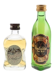 Cardhu 12 Year Old & Glenfiddich Bottled 1980s-1990s 2 x 5cl / 40%