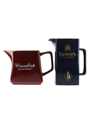 Dewar's & Crawford's Scotch Whisky Ceramic Water Jugs Wade 16.5cm x 13cm Tall