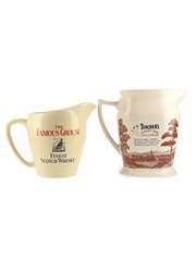Teacher's Highland Cream & Famous Grouse Ceramic Water Jugs Seton Pottery & Wade PDM 16.5cm & 14cm Tall