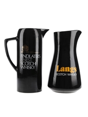 Langs & Findlater's Ceramic Scotch Whisky Water Jugs Wade PDM 19cm & 18cm Tall