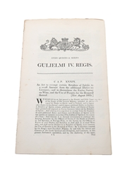 An Act To Exempt Certain Retailers Of Spirits To A Small Amount From The Additional Duties On Licences, Dated 1835 In the 5th Year of King William IV 