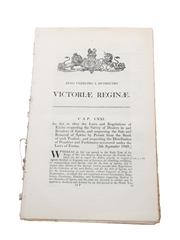Act To Alter The Laws And Regulations Of Excise Respecting The Survey Of Dealers In And Retailers Of Spirits, Dated 1848 In the 11th & 12th Year of Queen Victoria 