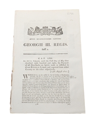 Act To Suspend, Until The First Day Of May One Thousand Eight Hundred And Eight, The Payment Of All Drawbacks On Spirits Made Or Distilled In Great Britain, 1807 In the 47th Year of King George III 