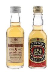 Dalwhinnie 8 Year Old & Dufftown Glenlivet 8 Year Old Bottled 1970s-1980s 2 x 5cl / 40%