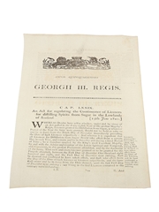Act For Regulating The Continuance Of Licences For Distilling Spirits From Sugar In The Lowlands Of Scotland, Dated 1810 In the 50th Year of King George III 