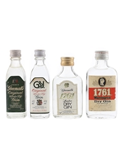 Greenall's Original & Warrington Dry Gin Bottled 1970s 4 x 5cl