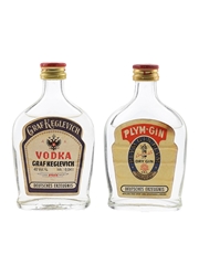 Stock Plym Gin & Graf Keglevich Vodka Bottled 1970s 2 x 4cl-5cl / 40%