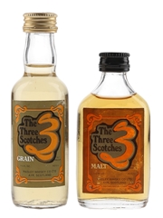 The Three Scotches Blend, Malt & Grain Bottled 1970s-1980s 2 x 4.7cl / 43%