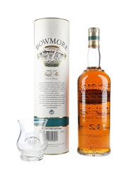 Bowmore 12 Year Old With Branded Glass Bottled 1990s - Screen Printed Label 100cl / 43%