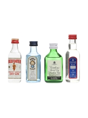 Assorted Gin Miniatures Bombay Sapphire, Beefeater, Gordon's, Gilbey's 4 x 5cl