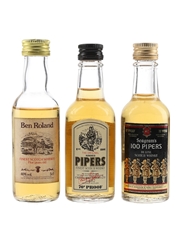 100 Pipers & Ben Roland Bottled 1970s & 1980s 3 x 5cl / 40%