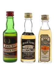 Blair Athol 8 Year Old, Black Bottle & Old Bushmills Bottled 1970s 3 x 4.7cl-5cl / 40%