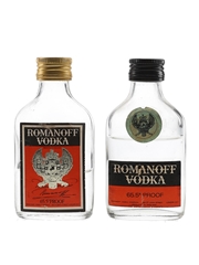 Romanoff Vodka Bottled 1970s 2 x 5cl / 37.5%