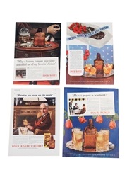 Four Roses 1930s Advertising Prints 4 x 36cm x 26cm