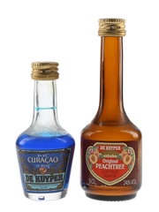 De Kuyper Blue Curacao & Original Peachtree Bottled 1980s 2 x 3cl-5cl /
