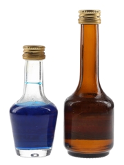 De Kuyper Blue Curacao & Original Peachtree Bottled 1980s 2 x 3cl-5cl /