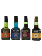 Regnier Apricot Brandy, Curacao Bleu & Creme De Cassis Bottled 1970s-1980s 4 x 2.8cl-3cl