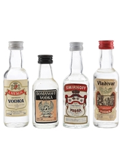 Chekov, Romanoff, Smirnoff & Vladivar Bottled 1980s 4 x 5cl / 37.5%