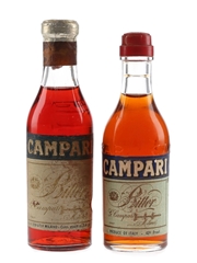 Campari Bitter Bottled 1960s-1970s 2 x 3cl-3.9cl