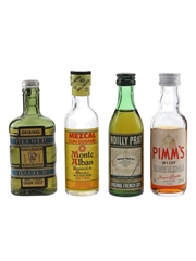 Johann Becher, Pimm's No.1 Cup, Monte Alban Mezcal & Noilly Prat Bottled 1980s 4 x 5cl