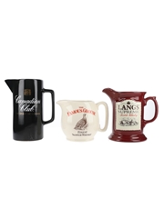 Canadian Club, Langs Supreme & Famous Grouse Ceramic Water Jugs  