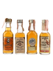 Assorted Bourbon Whiskey Bottled 1980s 4 x 4.7cl-5cl