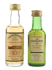 Dufftown Glenlivet 10 Year Old & Glenlivet 12 Year Old Bottled 1990s 2 x 5cl / 40%