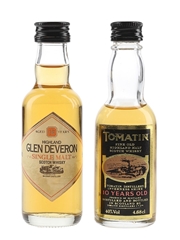 Glen Deveron 12 Year Old & Tomatin 10 Year Old Bottled 1980s 2 x 4.68cl-5cl / 40%