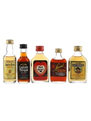 Appleton Estate Special, Captain Morgan, Matthew Brown Special Rum, Old Charlie & Red Heart Bottled 1970s-1980s 5 x 5cl