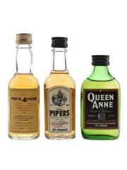 Hundred Pipers, Pig's Nose & Queen Anne Bottled 1970s-1980s 3 x 5cl / 40%