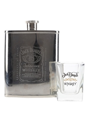 Jack Daniel's Hip Flask & Shot Glass  13cm x 9.5cm