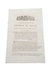 Act To Continue, Until The 25th Day Of March 1809,  Certain Acts For Regulating....Warehousing In Ireland Rum Or Spirits Of The British Sugar Plantations.