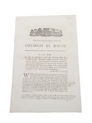 Act To Continue, Until The 25th Day Of March 1809, Certain Acts For Regulating....Warehousing In Ireland Rum Or Spirits Of The British Sugar Plantations.