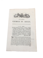 An Act To Amend Several Laws Of Excise....(Pertaining To) Sizes Of Casks In Which Spirits May Be Warehouse In Scotland & Ireland. 1826 In the 7th Year of the reigh of King George IV 