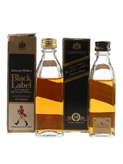 Johnnie Walker Black Label Extra Special & 12 Year Old Bottled 1970s - 1980s 2 x 5cl / 40%