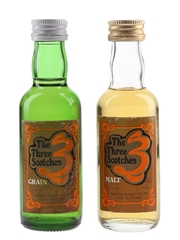The Three Scotches Blend, Malt & Grain Bottled 1970s 2 x 4.7cl / 43%