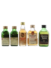 Ancestor, Ne Plus Ultra, Highland Queen, Mackinlay's & Queen Anne Bottled 1970s-1980s 5 x 4.7cl-5cl / 43%