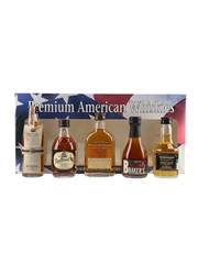 Premium American Whiskies Set Basil Hayden's, Wild Turkey Rare Breed, Woodford Reserve Distillers Select, Baker's 7 Year Old & Gentleman Jack 6 x 5cl