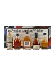 Premium American Whiskies Set Basil Hayden's, Wild Turkey Rare Breed, Woodford Reserve Distillers Select, Baker's 7 Year Old & Gentleman Jack 6 x 5cl
