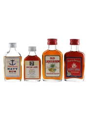 Addison Old Liqueur Rum, Blue Anchor, Doctor Jim's & Rope & Anchor Bottled 1970s 4 x 5cl / 40%