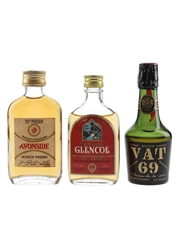 Avonside, Glencoe & Vat 69 Bottled 1970s-1980s 3 x 5cl / 40%