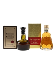 President Special Reserve & Dunhill Old Master Bottled 1980s 2 x 5cl