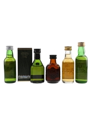 Black & White, Cutty Sark 12 Year Old, Grand Old Parr 12 Year Old, Scottish Choice & Queen Anne Bottled 1980s-1990s 5 x 5cl