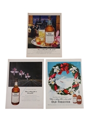 Old Forester Kentucky Straight Bourbon Adverts 1950s Advertising Prints 3x 36cm x 26cm