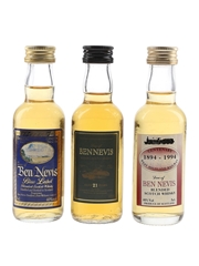 Dew Of Ben Nevis Blue Label, Centenary & 21 Year Old Bottled 1990s-2000s 3 x 5cl